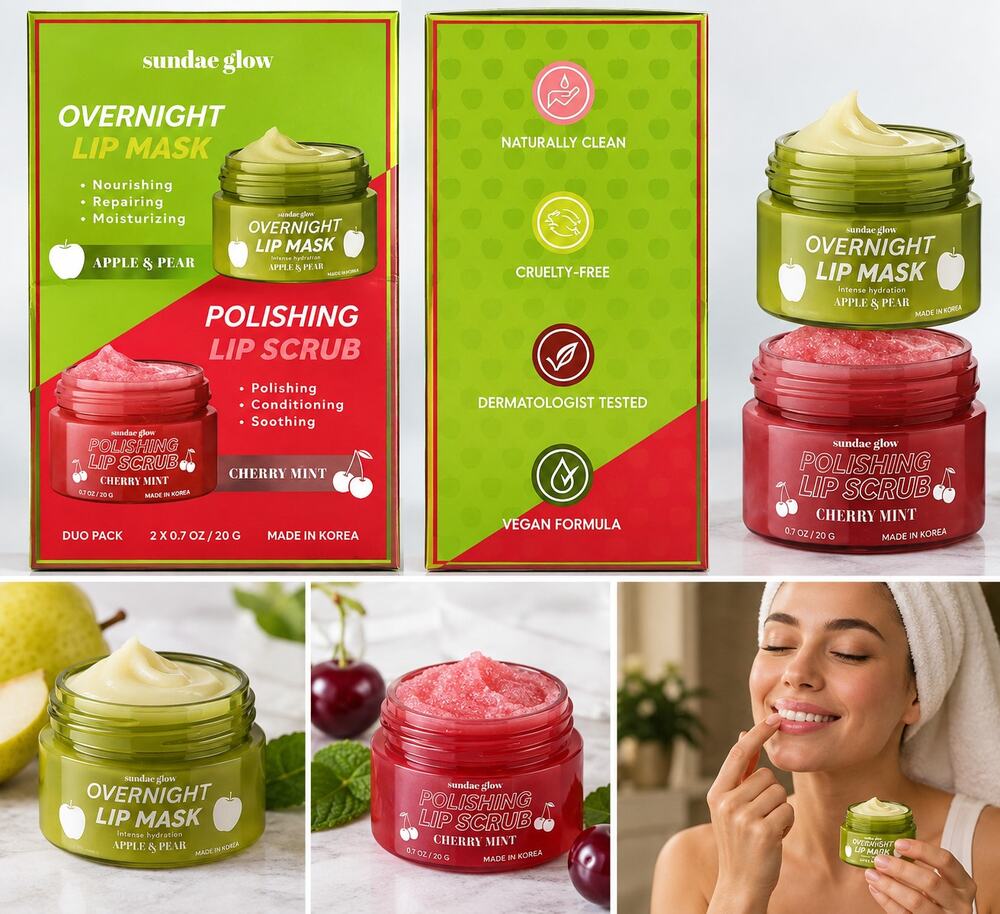 Sundae Glow Overnight Lip Mask & Polishing Lip Scrub Duo